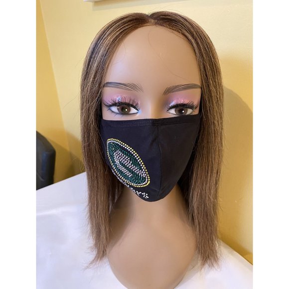 Green Bay Packers Side Logo Bling Rhinestone Face Mask - Picture 5 of 10